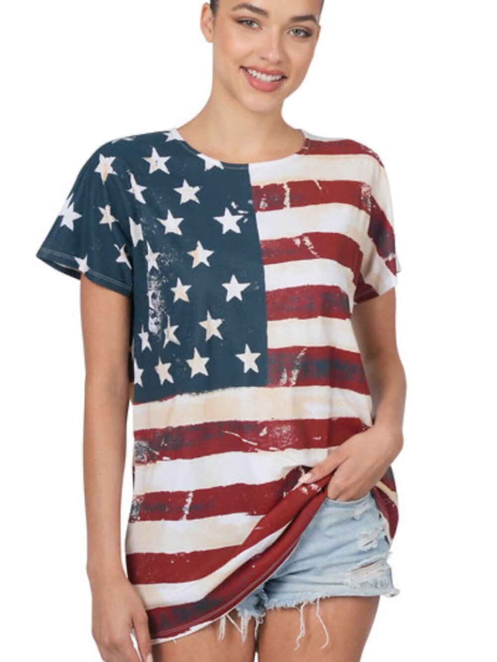 AMERICAN FLAG PRINT TOP